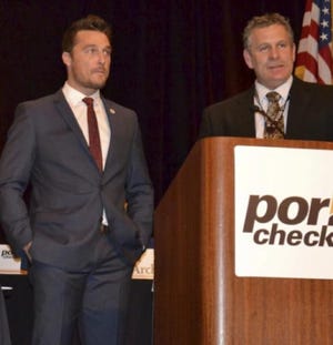 Chris Soules is pictured with Brad Greenway. 
