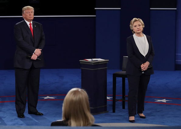 Donald Trump & Hillary Clinton at second presidential debate