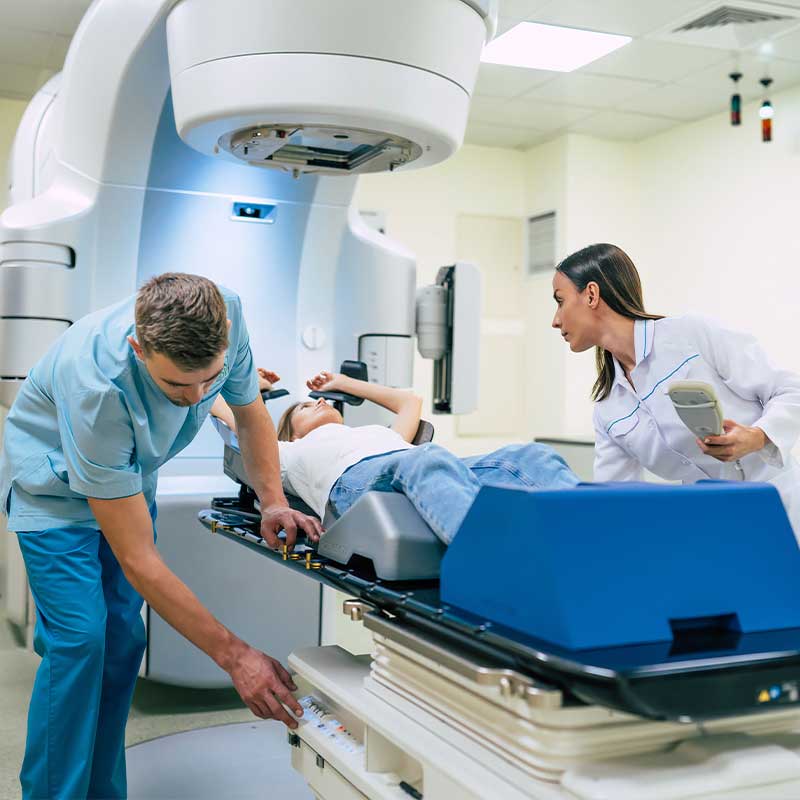 Tratamiento con radioterapia del cáncer de pulmón.