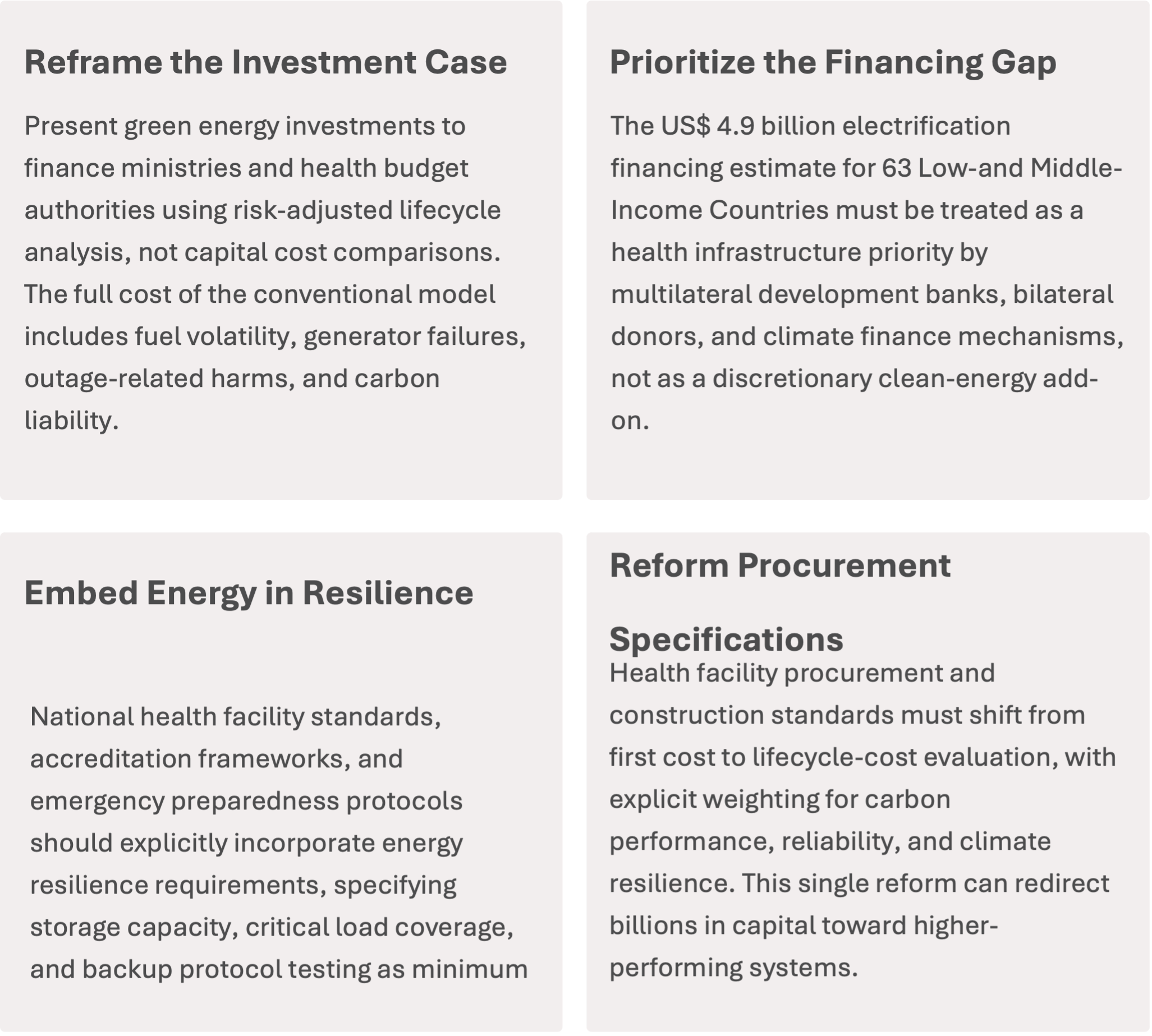Policy imperatives