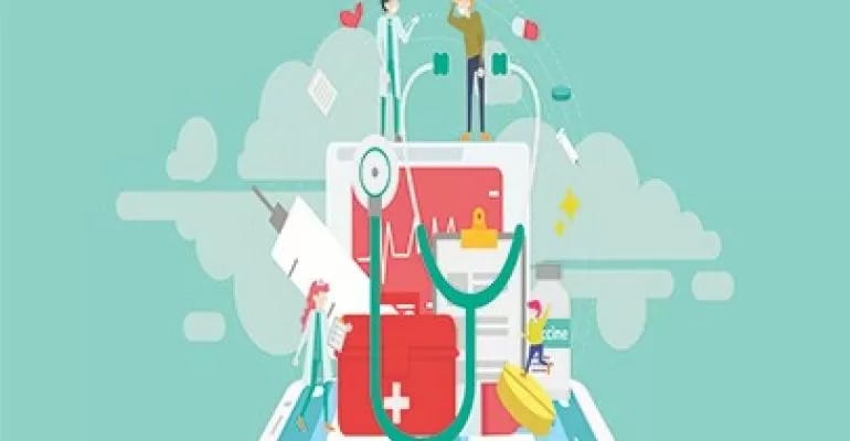 graphics of a tablet showing medical symbolism graphics of a tablet showing medical symbolism