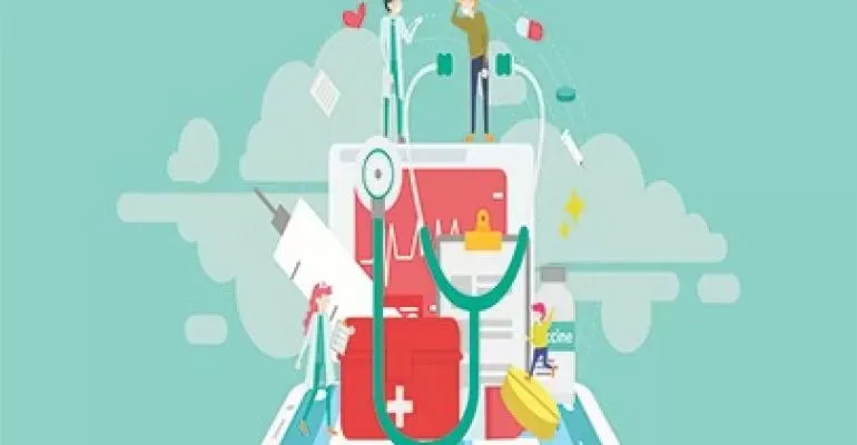 graphics of a tablet showing medical symbolism graphics of a tablet showing medical symbolism