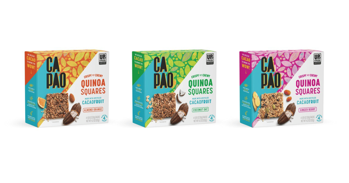 CaPao Quinoa Squares to Carry On-Pack Upcycled Food Certification