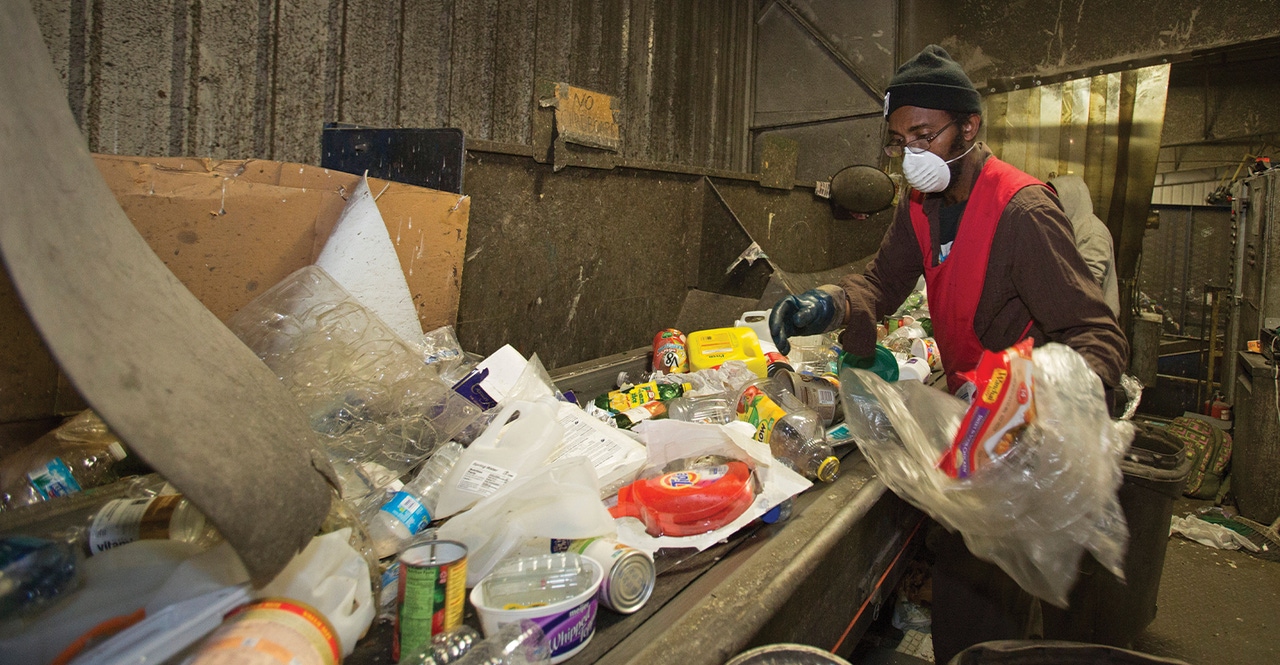 Workers Sort Recycling Workers Sort Recycling
