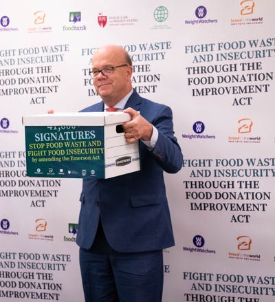 IMAGE Food Donation Improvement ActCaption Rep  Jim McGovern accepting the petition led by WeightWatchers to amend Emerson.jpg