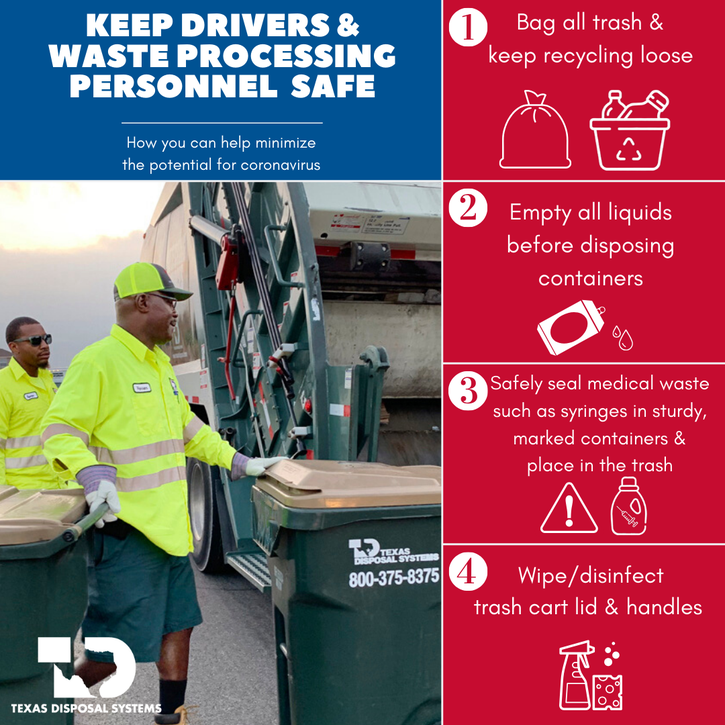 Texas Disposal Systems Offers COVID-19 Tips to Keep Workers Safe