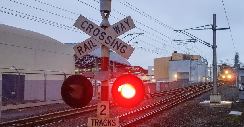 Train approaching a crossing