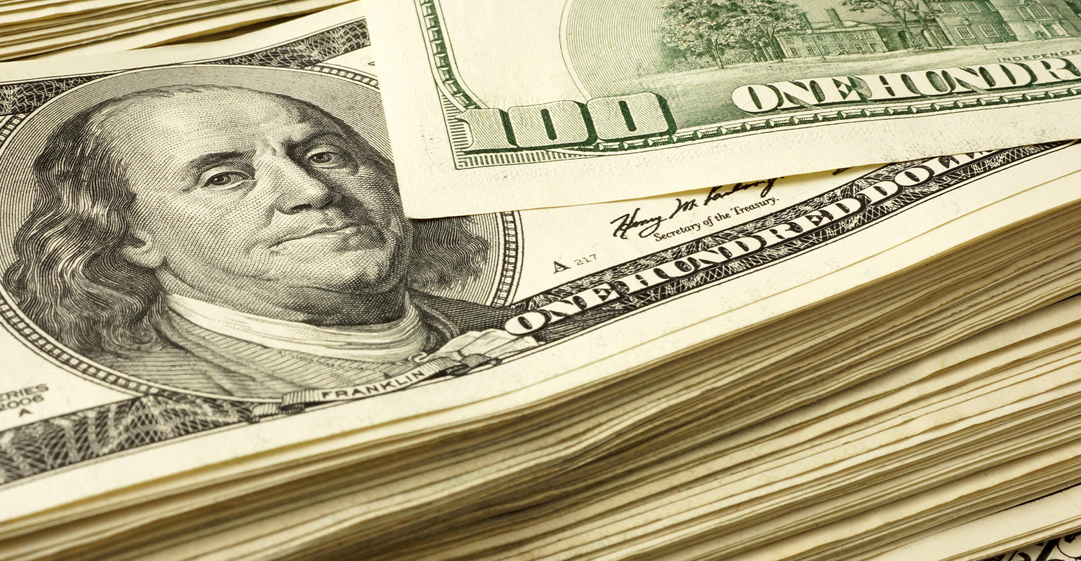 US hundred dollar bills.