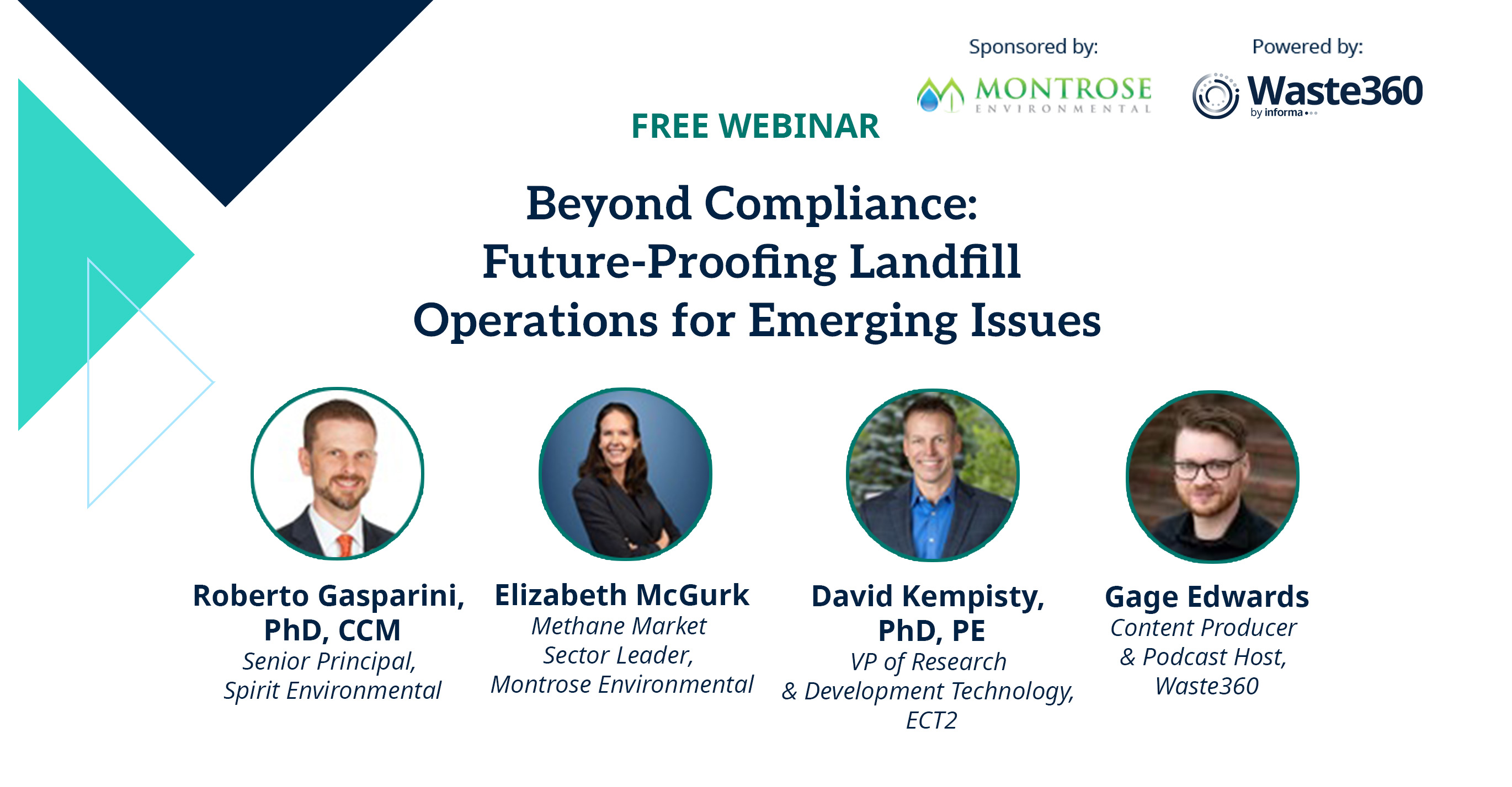 Speakers featured on an upcoming webinar.