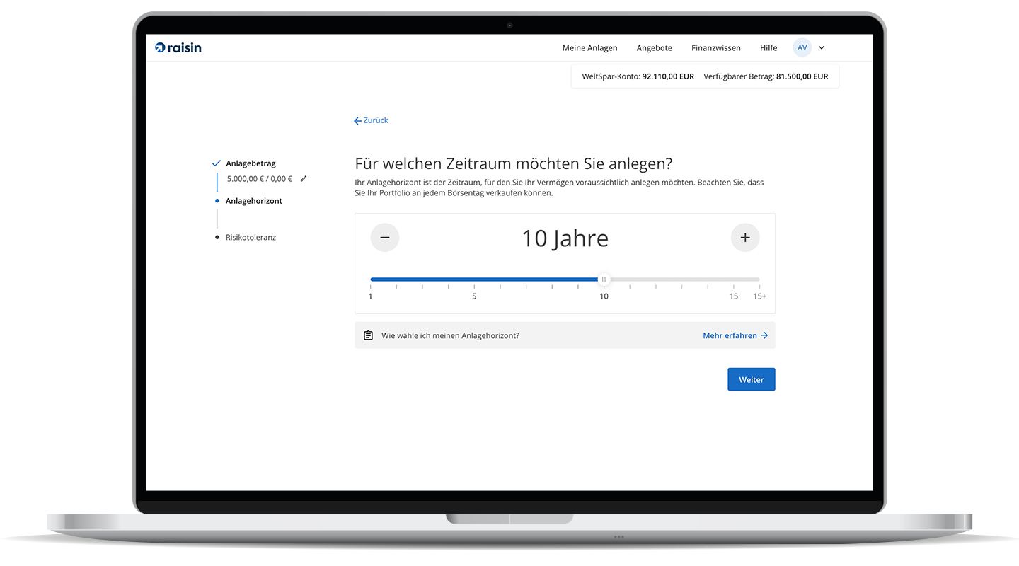 Raisin DE-Digitale Vermögensverwaltung Zeitraum