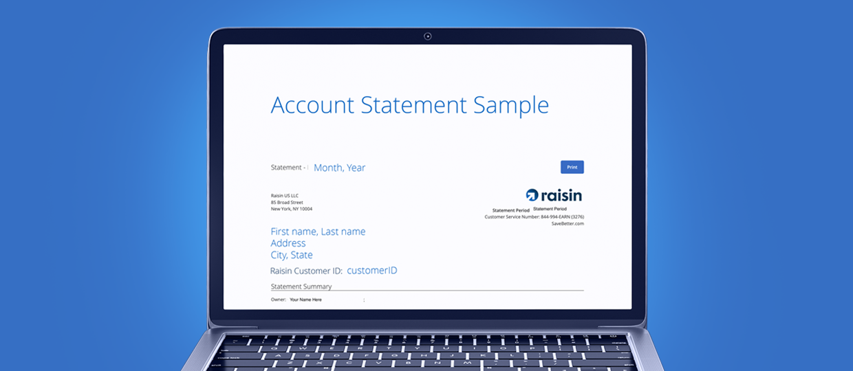 An example of a Raisin account statement