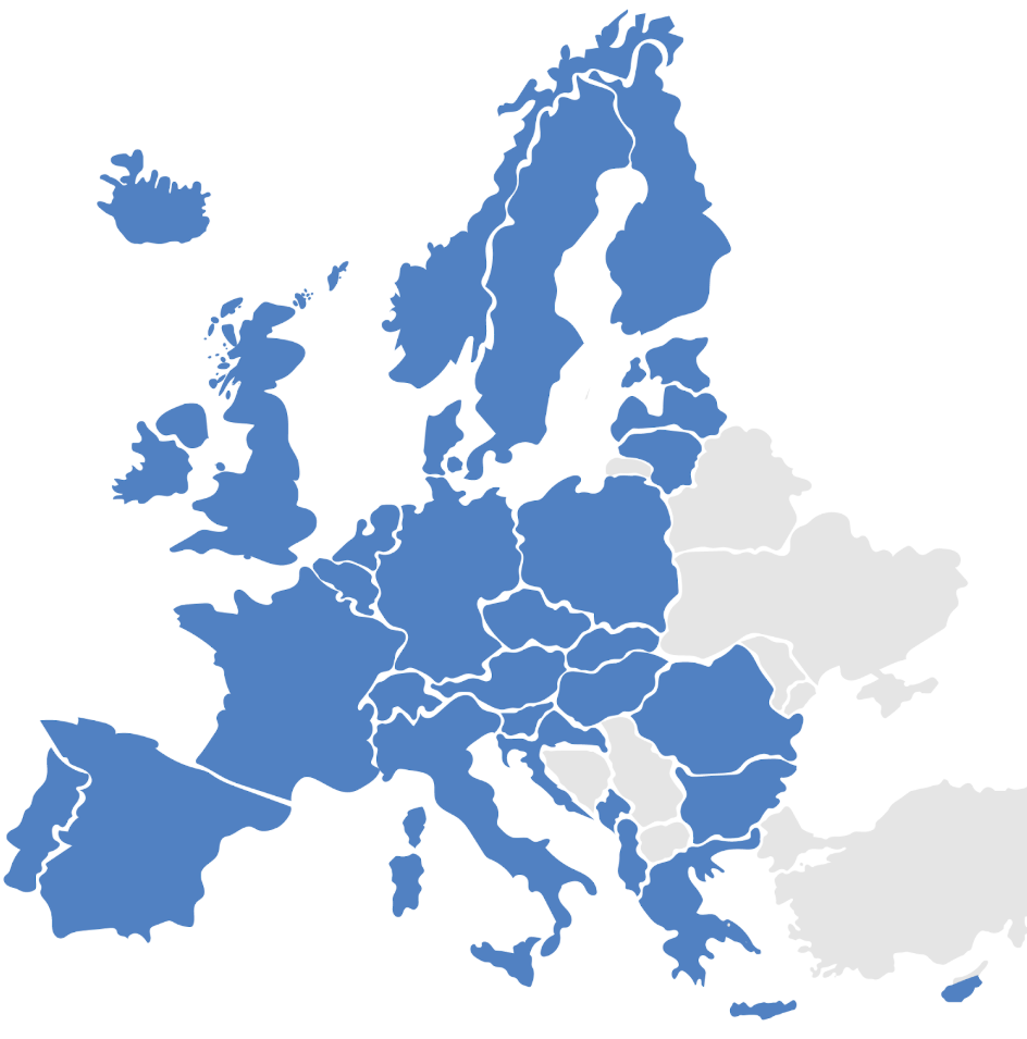 Map of the 41 countries in the Single Euro Payments Area (SEPA).