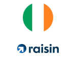 Raisin IE logo. Irish tricolour above Raisin logo.