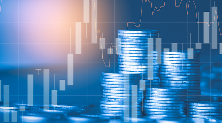 Wykres słupkowy i monety