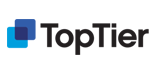 TopTier logo with overlapping blue square icons on the left and the word "TopTier" in bold black font on the right.