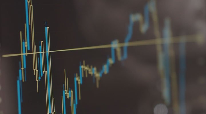 Raisin UK- Financial candlestick chart close-up
