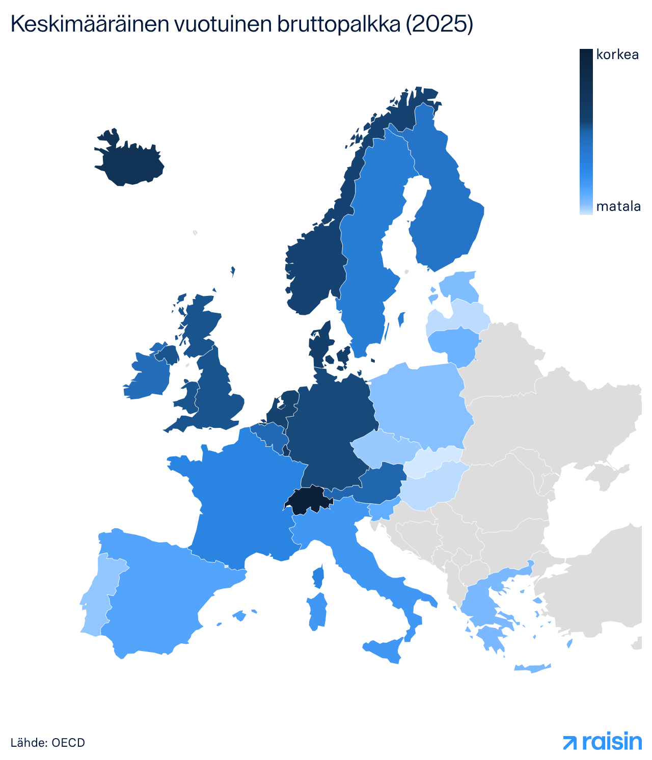 Keskimääräinen vuotuinen bruttopalkka (2025)