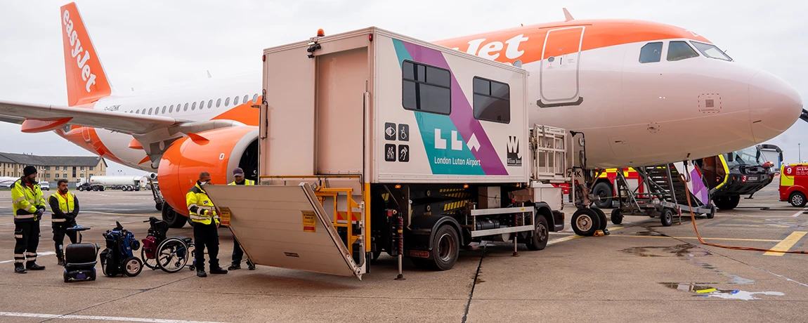 Ambulift next to easyJet aircraft 