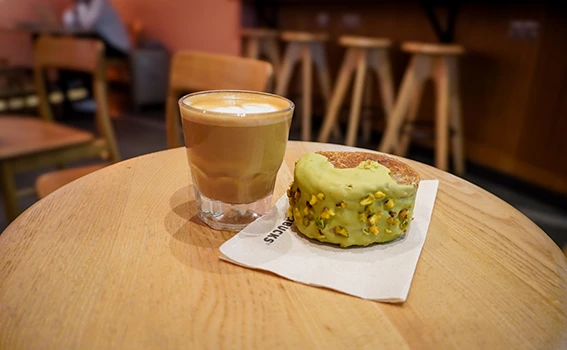 Coffee and a cake in Starbucks