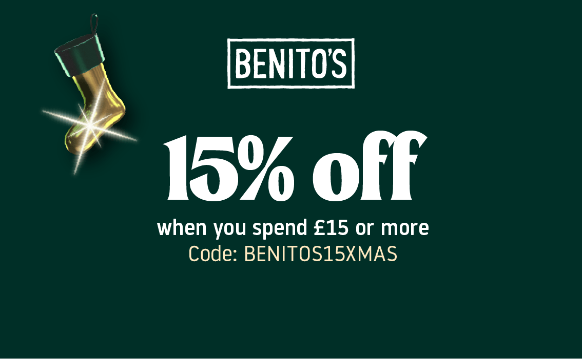 Benitos, 15% off when you spend £15 or more, Festive campaign