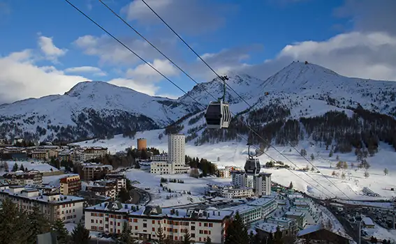 Sestriere ski resort in winter, Turin, Italy