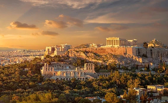 Ancient acropolis in Athens, Greece.