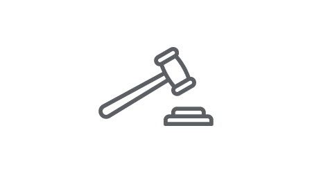 Gavel and block that is used by judges in court to represent the legal team.