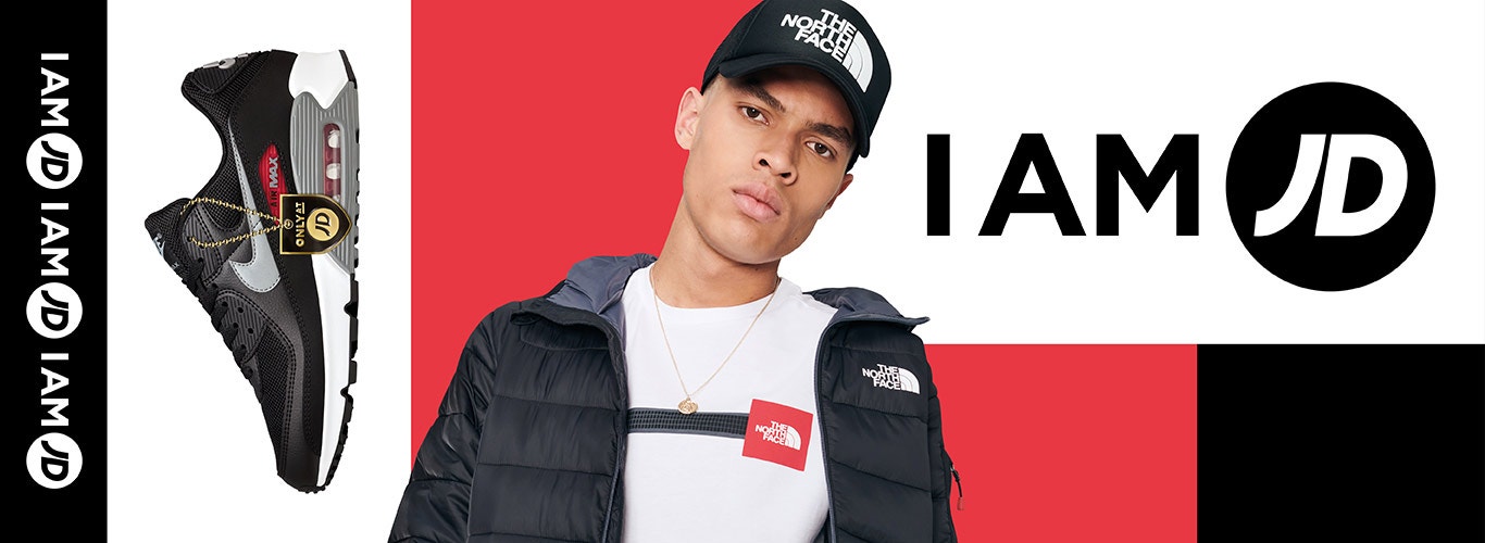 Man wearing a variety of The North Face clothing items, for the I am JD Man campaign.