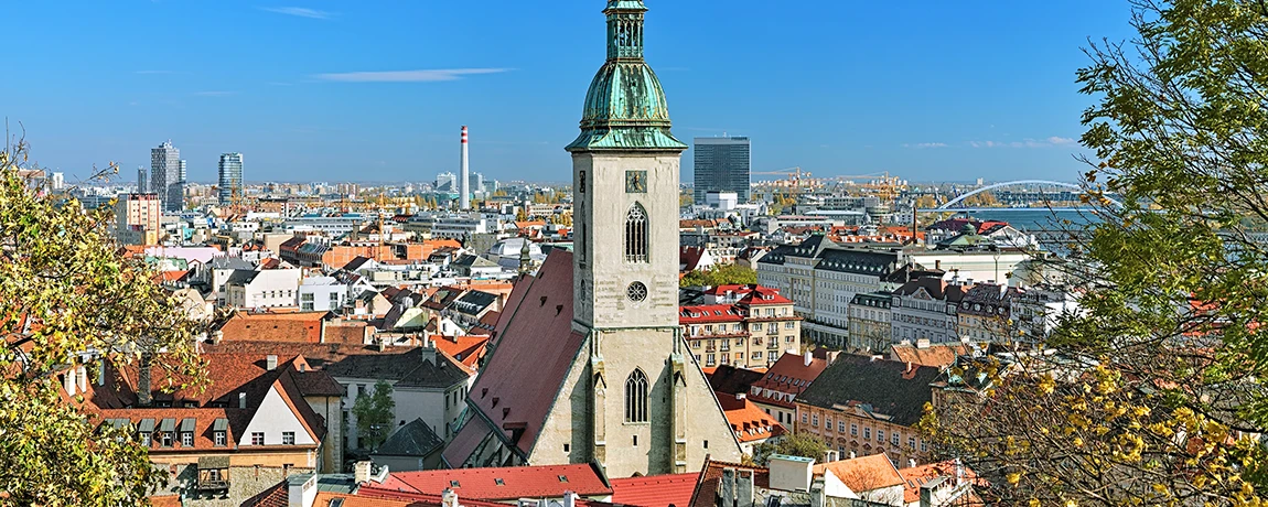 View of the city of Bratislava showing St. Martin's Cathedral, Slovakia