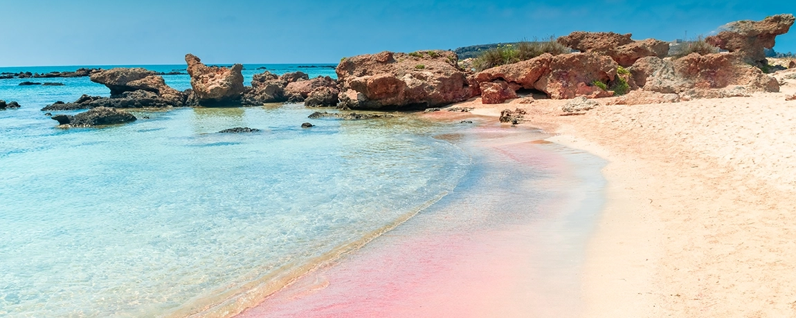 pink sanded beach crete beach