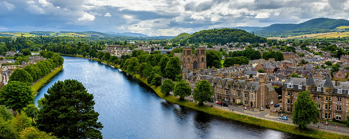 Inverness, Scotland, city view with the Noss River