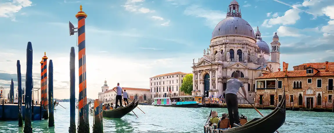 Venetian Gondola on River Venice Italy.webp