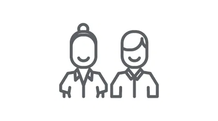 Male and female guest experience icons.