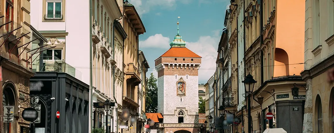 Street view in Krakow, Poland
