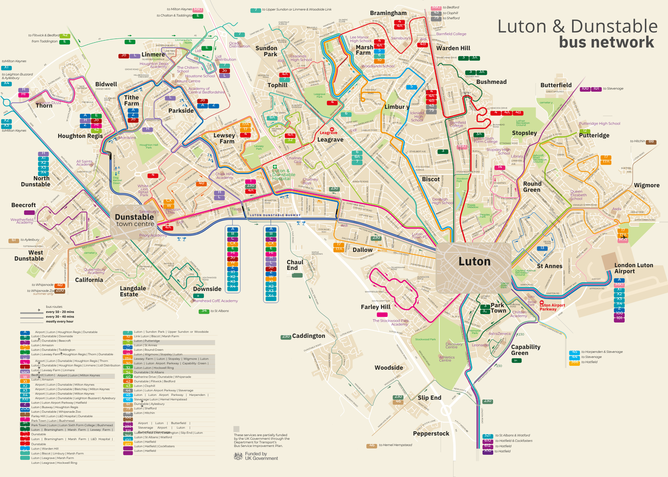 Luton Network and centre Map May 2026 updated