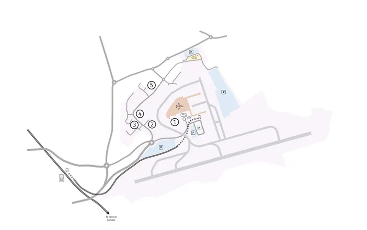 Cycle parking map showcasing all the areas surround the airport you can put your bike