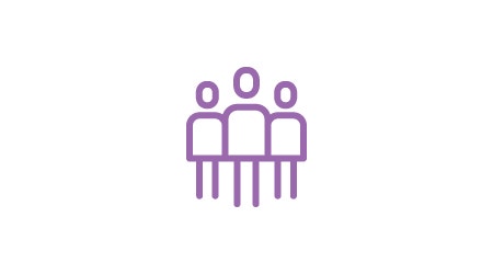 Icon showing three people in the colour purple.