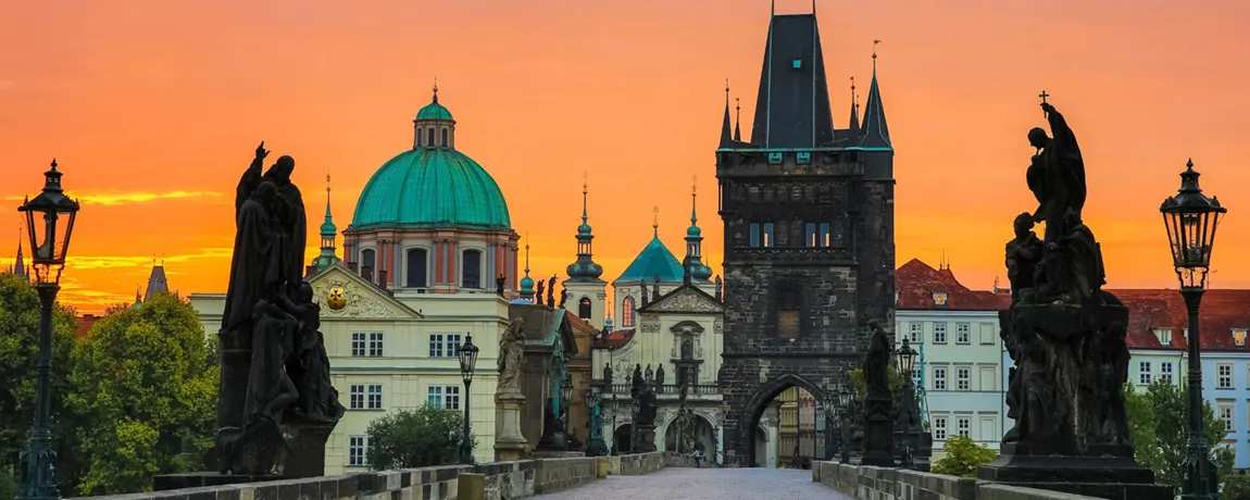 Charles Bridge in Prague Czech Republic dusk.webp