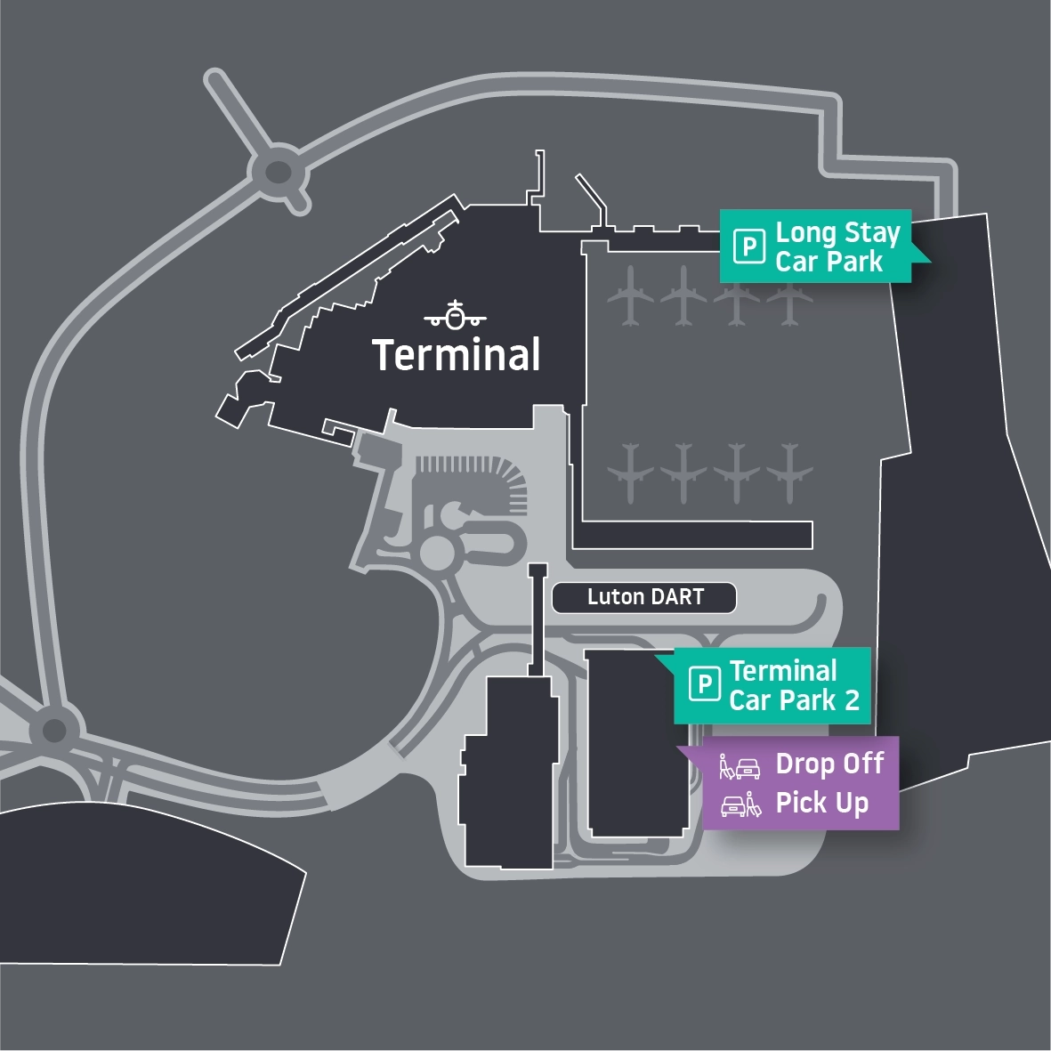 Areas for dropping off and picking up passengers