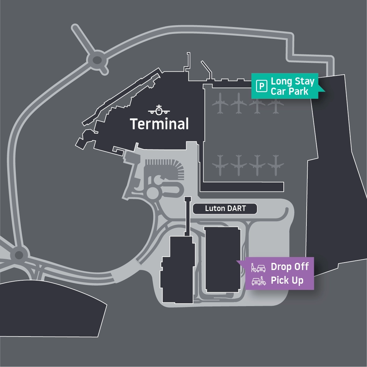Areas for dropping off and picking up passengers