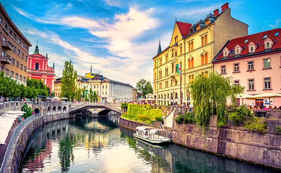 Rivel Canal in Ljubljana, Slovenia old town
