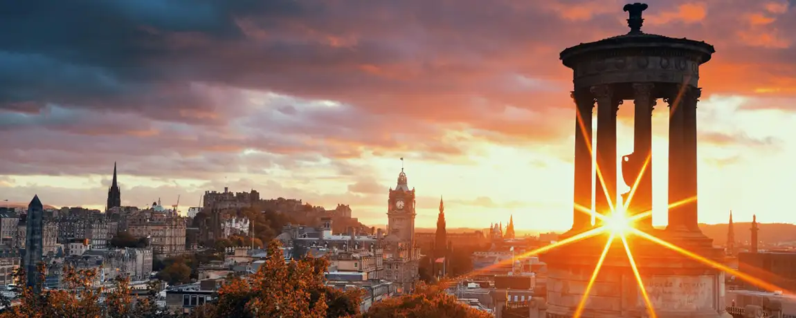 Nelson Monument Sunset Edinburgh Scotland.webp