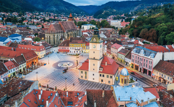Council square in Brasov Romania