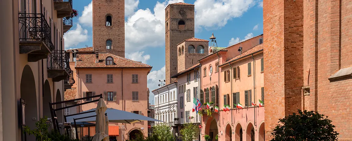 Duomo Square in Alba, Piedmont, Italy during the Truffle Festival