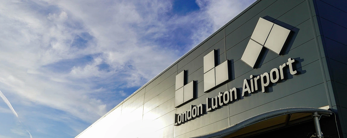 The terminal front at London Luton Airport