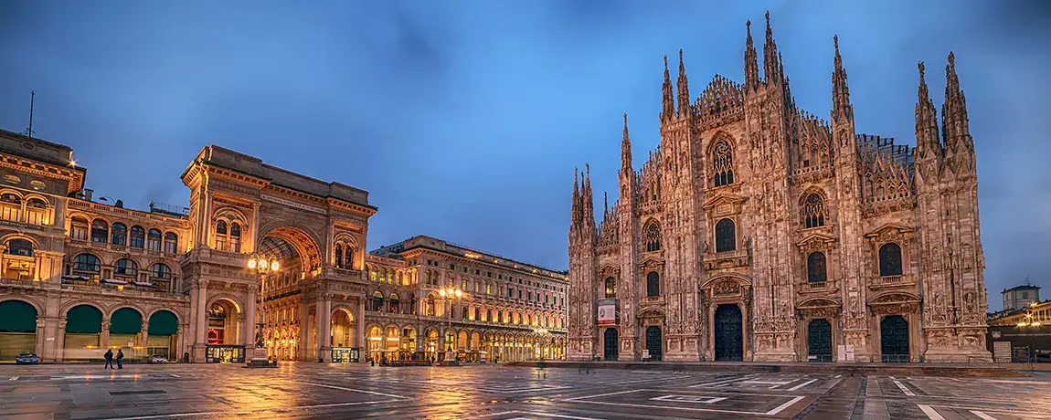 Cathedral Square in the evening, Milan, Italy