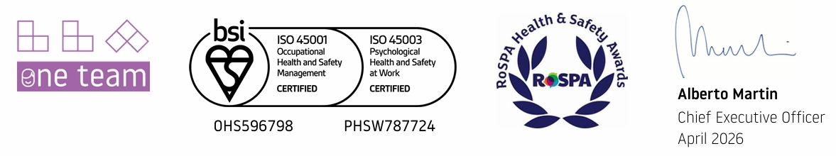 Health and safety matters, partners, logos and signatures.