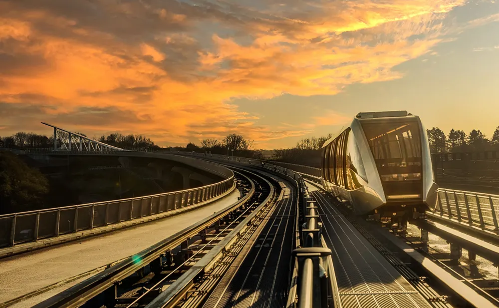 Luton DART on tracks in sunset