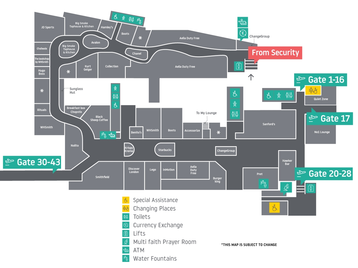 map of airside departures lounge