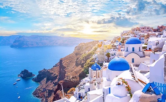 buildings on the coast in Santorini, Greece